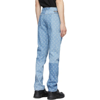 Shop Marine Serre Ssense Exclusive Blue Allover Moon Jeans