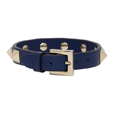 Shop Valentino Blue  Garavani Rockstud Bracelet In Loc Lt Ocn