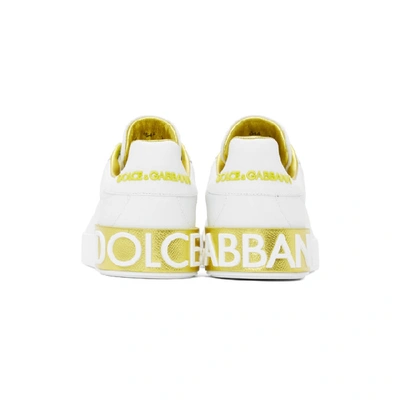 Shop Dolce & Gabbana Dolce And Gabbana White And Gold Portofino Sneakers In 8e037 Yello