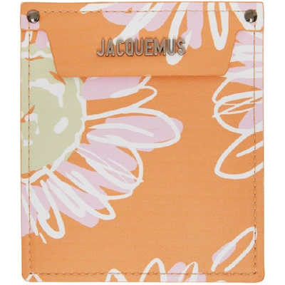 Shop Jacquemus Orange Flowers 'le Porte Poche' Wallet In Print Orange Flowers