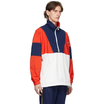 Shop Adidas Originals Red And Navy Colorblock Track Jacket In Red/white