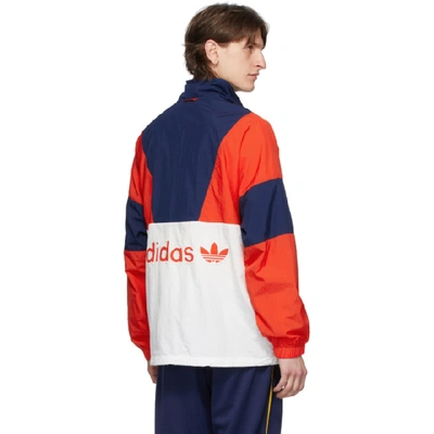 Shop Adidas Originals Red And Navy Colorblock Track Jacket In Red/white