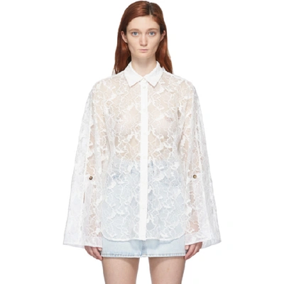 Shop Msgm White Lace Shirt In 02 White