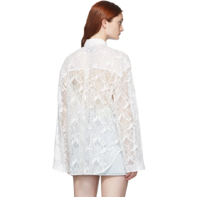 Shop Msgm White Lace Shirt In 02 White