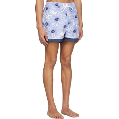 Shop Jacquemus Blue Le Double Swim Shorts In Blue Flower