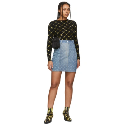 Shop Marine Serre Blue Allover Moon Miniskirt In 10 Blue