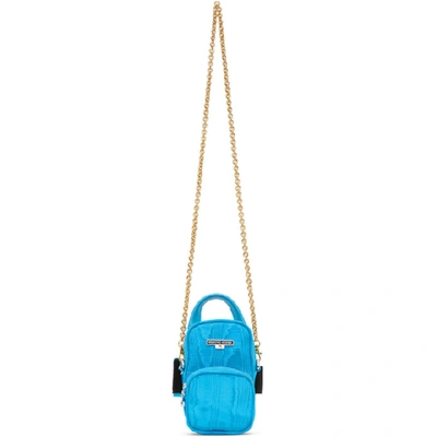 Shop Marine Serre Blue Mini Pocket Bag In 10 Blue