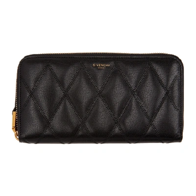 Shop Givenchy Black Quilted Zip Wallet In 001 Black