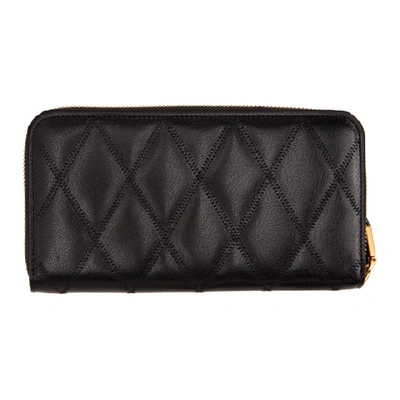 Shop Givenchy Black Quilted Zip Wallet In 001 Black