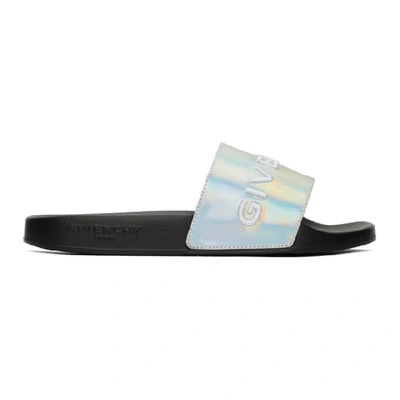 Shop Givenchy Silver Pool Slides In 008 Black