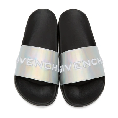 Shop Givenchy Silver Pool Slides In 008 Black