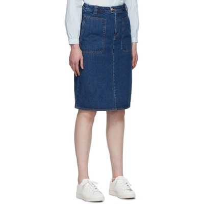 Shop Apc Blue Nevada Skirt In Iah Drkblue