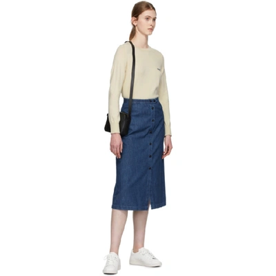 Shop Apc Indigo Denim Deauville Skirt In Washed Indigo