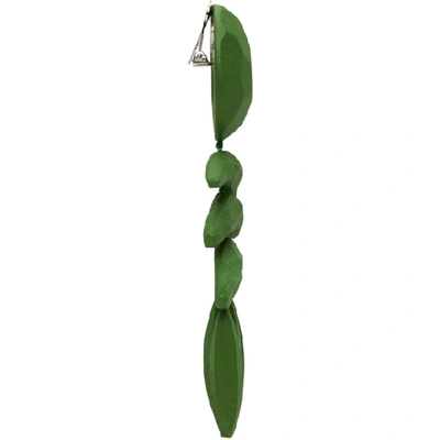 Shop Stella Mccartney Green Wood Clip Earrings In 3704 Green