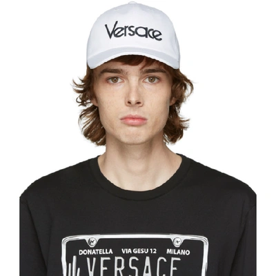 Shop Versace White Vintage Logo Cap In 14d1 Whtblk