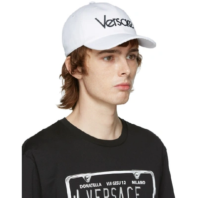 Shop Versace White Vintage Logo Cap In 14d1 Whtblk