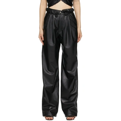 Shop Markoo Black Faux-leather The Pleat Trousers