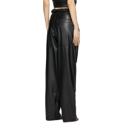 Shop Markoo Black Faux-leather The Pleat Trousers