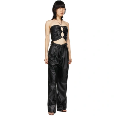 Shop Markoo Black Faux-leather The Pleat Trousers