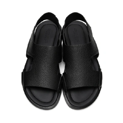 Shop Giorgio Armani Black Calfskin Adria Sandals