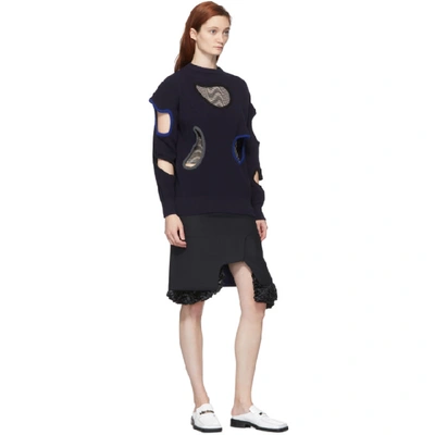 Shop Toga Navy Hole Sweater In 13 Navy