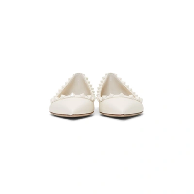 Shop Valentino White  Garavani Tonal Rockstud Ballerina Flats In A03 Ivory