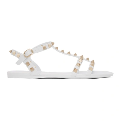 Shop Valentino White  Garavani Rockstud Jelly Sandals In 001 White