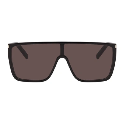 Shop Saint Laurent Black Mask Ace Sl 364 Sunglasses In 001 Black