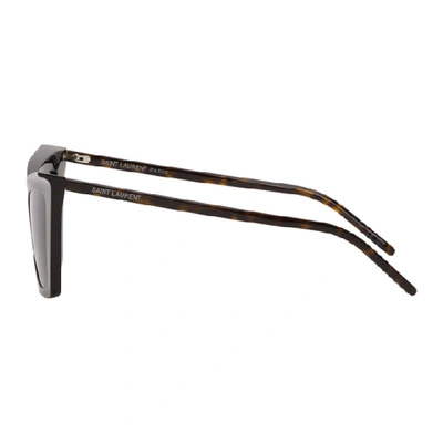 Shop Saint Laurent Tortoiseshell Angular Sl 372 Sunglasses In 003 Havana