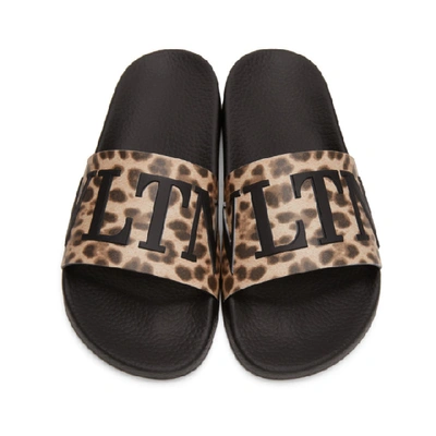 Shop Valentino Brown  Garavani Vltn Cheetah Slides In 34r Sample