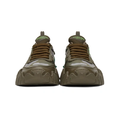 Shop Valentino Green And Silver  Garavani Camo Rockrunner Sneakers In 34k Green