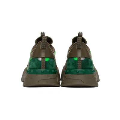 Shop Valentino Green And Silver  Garavani Camo Rockrunner Sneakers In 34k Green