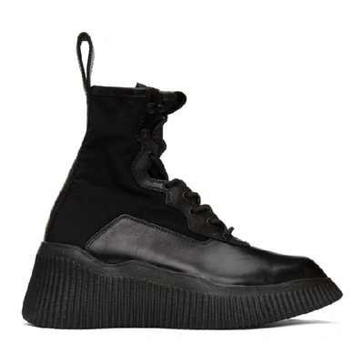 Shop Julius Black Panelled Lace-up Boots