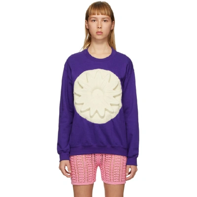 Shop Paula Canovas Del Vas Purple Flower Embossed Sweatshirt