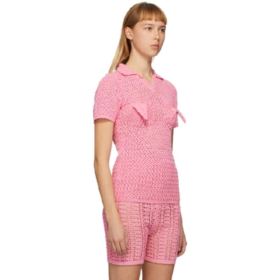 Shop Paula Canovas Del Vas Pink Knit Cones Polo