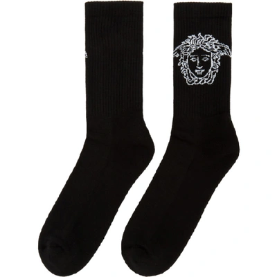 Shop Versace Black Medusa Socks In A4016 Black