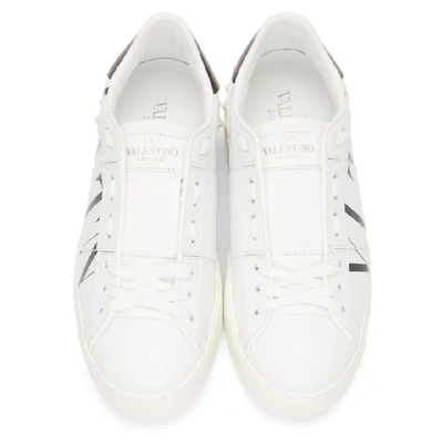Shop Valentino White & Black  Garavani 'vltn' Open Sneakers