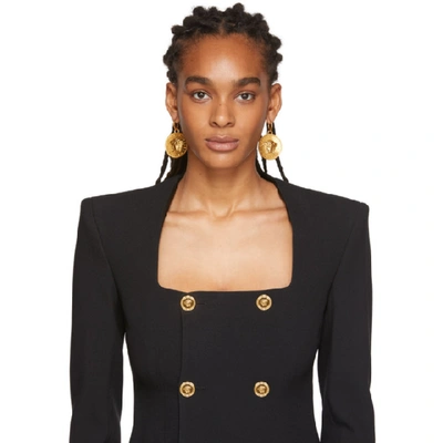 Shop Versace Gold Medusa Pendant Earrings In K0t Gold