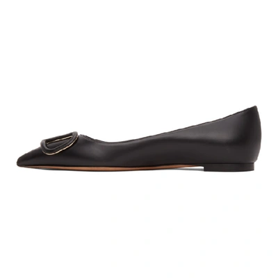 Shop Valentino Black  Garavani Vlogo Ballerina Flats In 0no Black