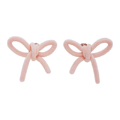 Shop Shushu-tong Shushu/tong Ssense Exclusive Pink Yvmin Edition Velvet Bow Earrings