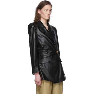 Shop Nanushka Black Vegan Leather Blair Hourglass Blazer