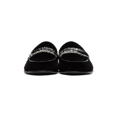 Shop Amiri Black Velvet Bandana Chain Loafers In Blk