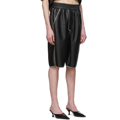 Shop Nanushka Black Vegan Leather Yolie Long Shorts