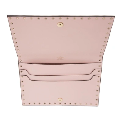 Shop Valentino Pink  Garavani Medium Rockstud Flat Pouch In 16q Rose Q
