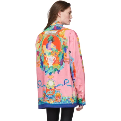 Shop Versace Multicolor Denim Oversized Jacket In A7000 Multi