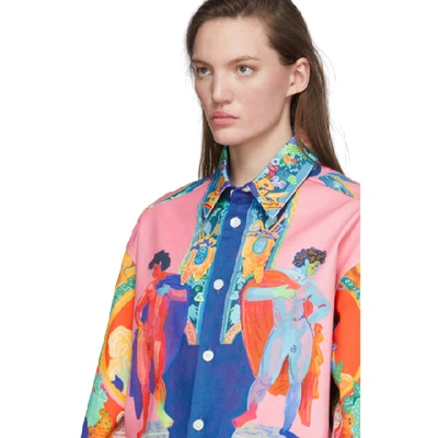 Shop Versace Multicolor Denim Oversized Jacket In A7000 Multi