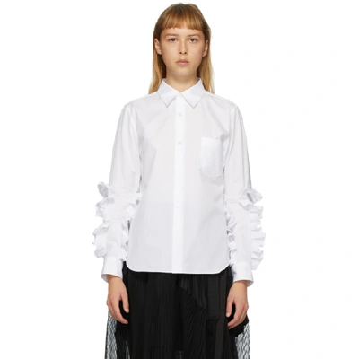 Shop Comme Des Garçons Comme Des Garçons Comme Des Garcons Comme Des Garcons White Broad Ruffle Arm Shirt In 3 White