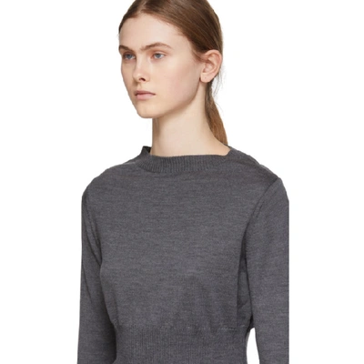 Shop Tricot Comme Des Garcons Grey Wool Hourglass Shape Sweater In 3 Gray