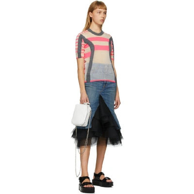 Shop Junya Watanabe Blue Denim Tulle Skirt