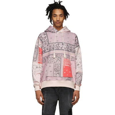Shop Amiri Red Oversized Bandana Reconstructed Hoodie In Cor